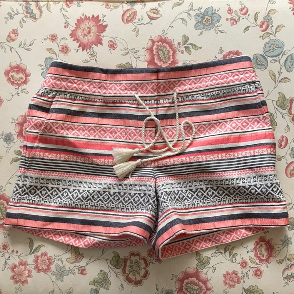 LOFT Pink & Blue Shorts W/Drawstring, Size 00